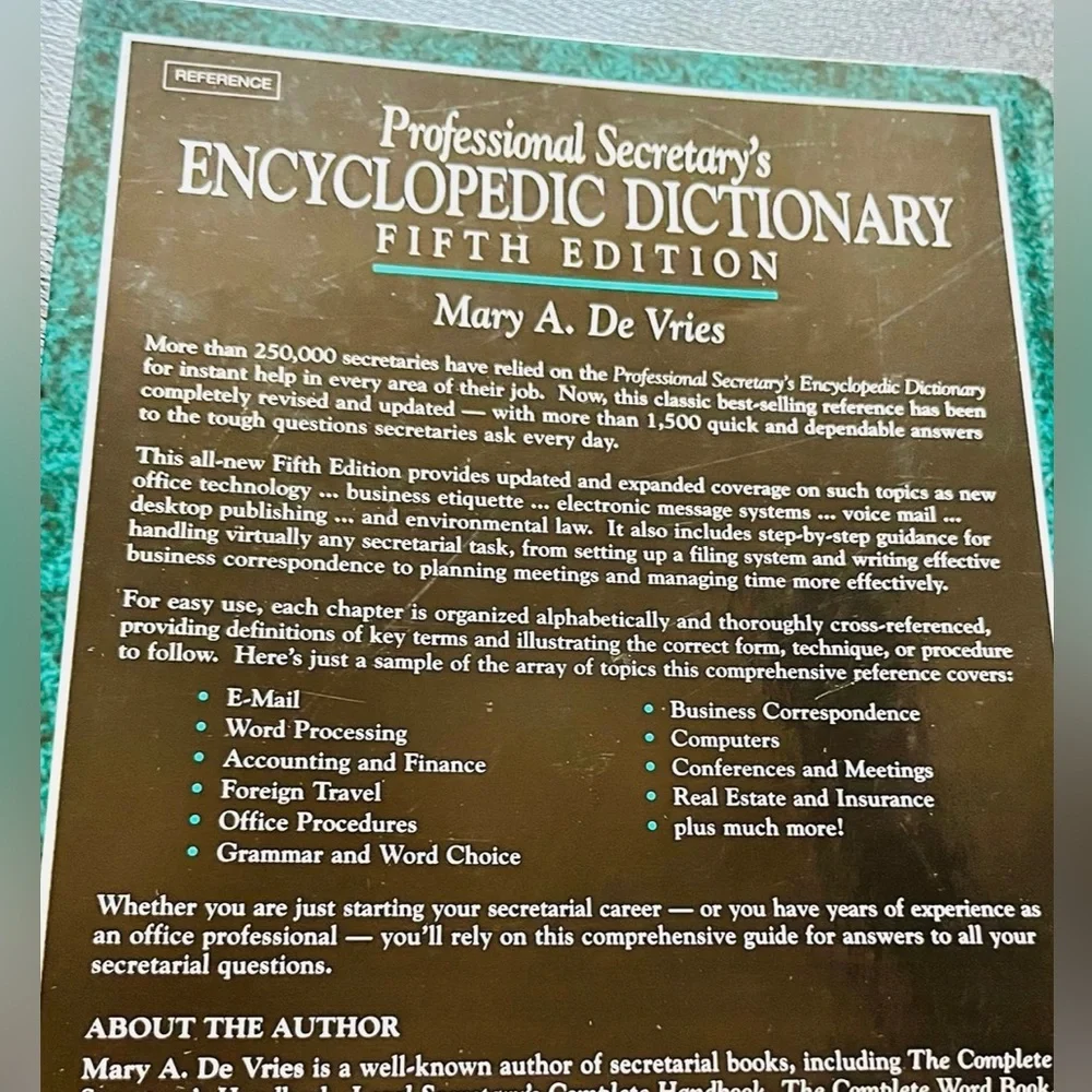PROFESSIONAL SECRETARY’S REFERENCE MANUAL BOOK (5TH EDT - 1995 - PRENTICE HALL)